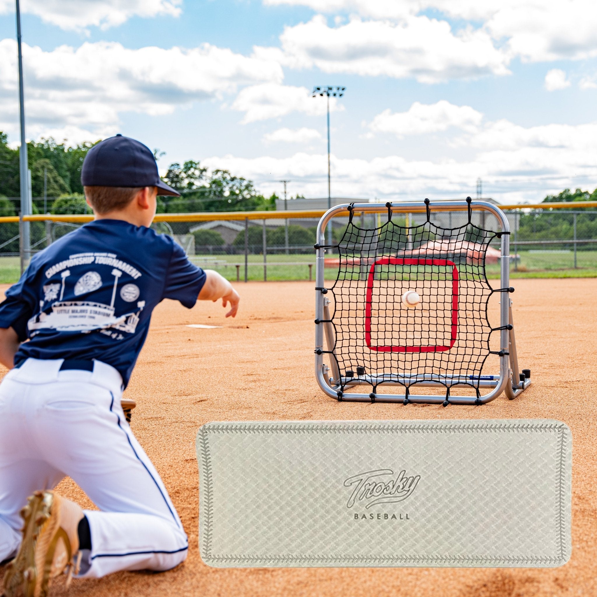 Pro Portable Rebounder 3' x 3' + Trosky Fielding Knee Pad
