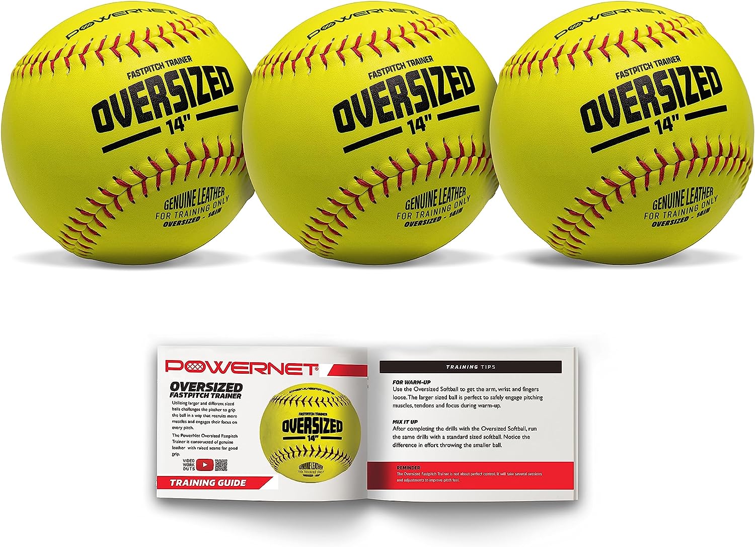 Oversized Softball 3-Pack | 14 Inch Ball Genuine Leather