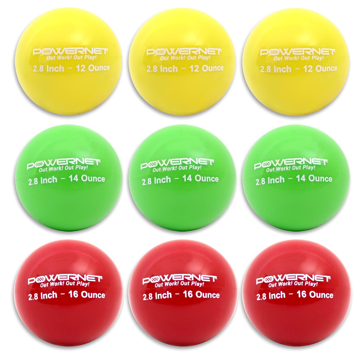 PowerNet 2.8" Weighted Hitting Batting Progressive Training Balls (9 Pack)