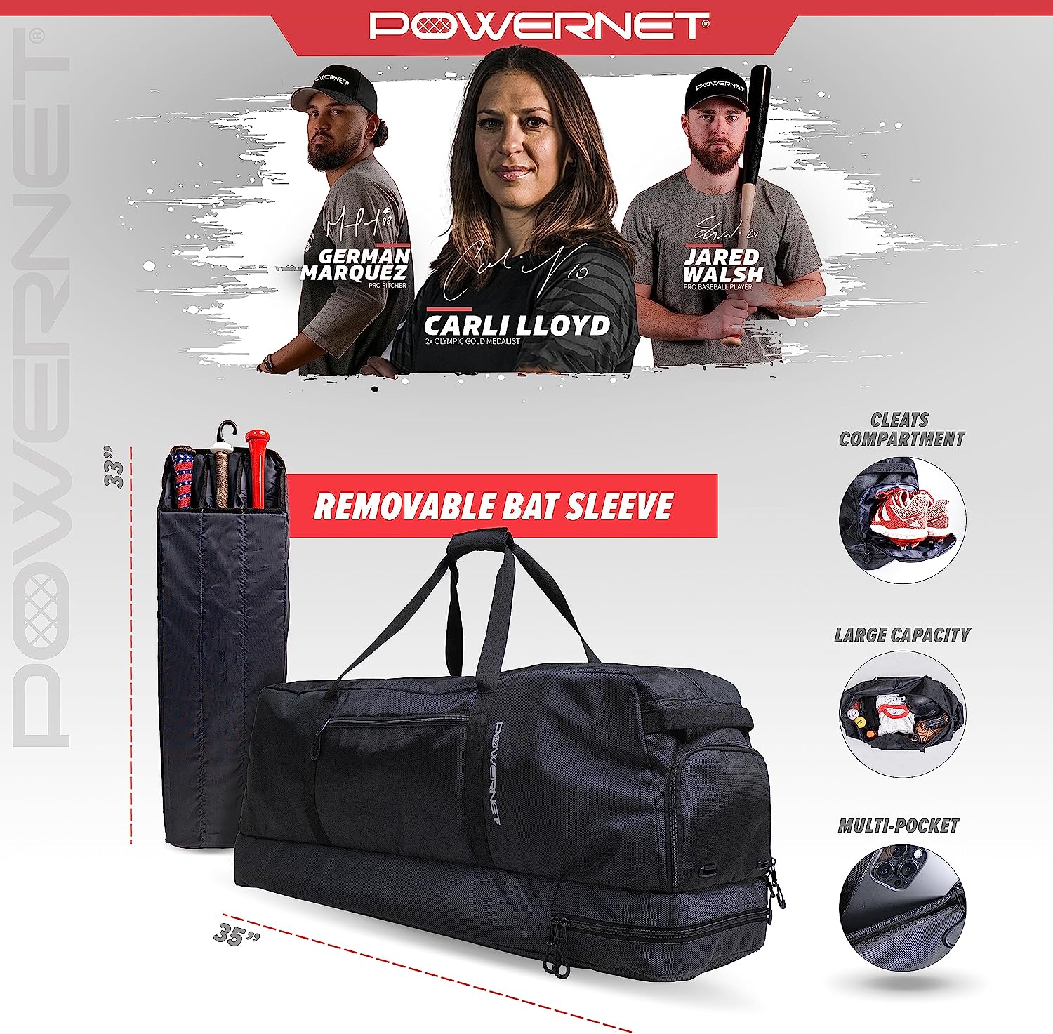 PowerNet Bat Vault Bag | Pro Bat Duffle