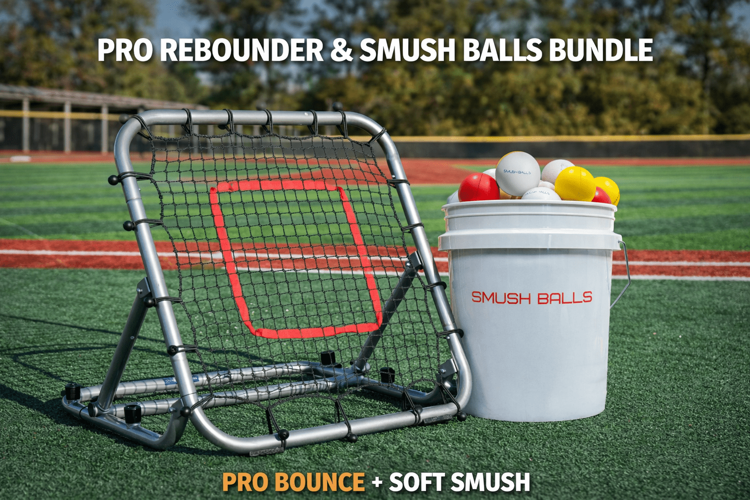 Pro 3 x 3 Rebounder + SMUSHBALLS Fielding Training Package