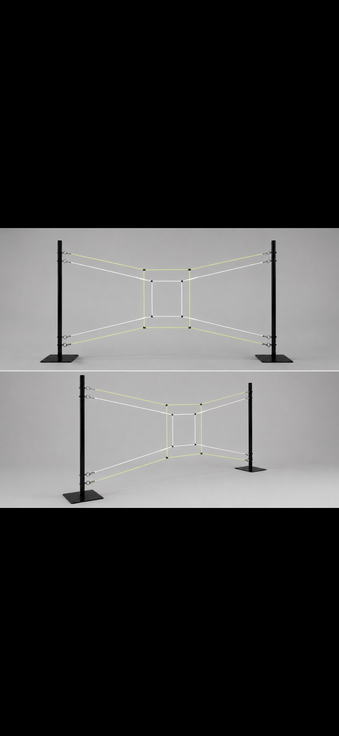 Shadow Zone pitching target showing two adjustable string zones